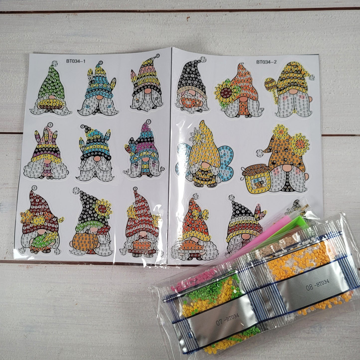 Diamond Painting Sticker -  Gnome - 17 Stück