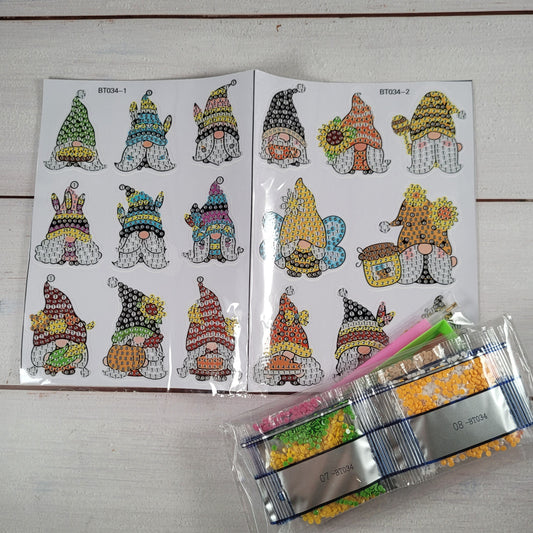 Diamond Painting Sticker -  Gnome - 17 Stück