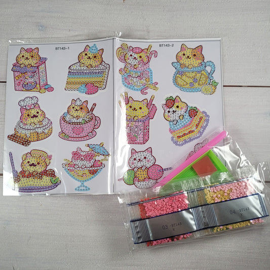 Diamond Painting Sticker - Cats & Sweets - 12 Sticker