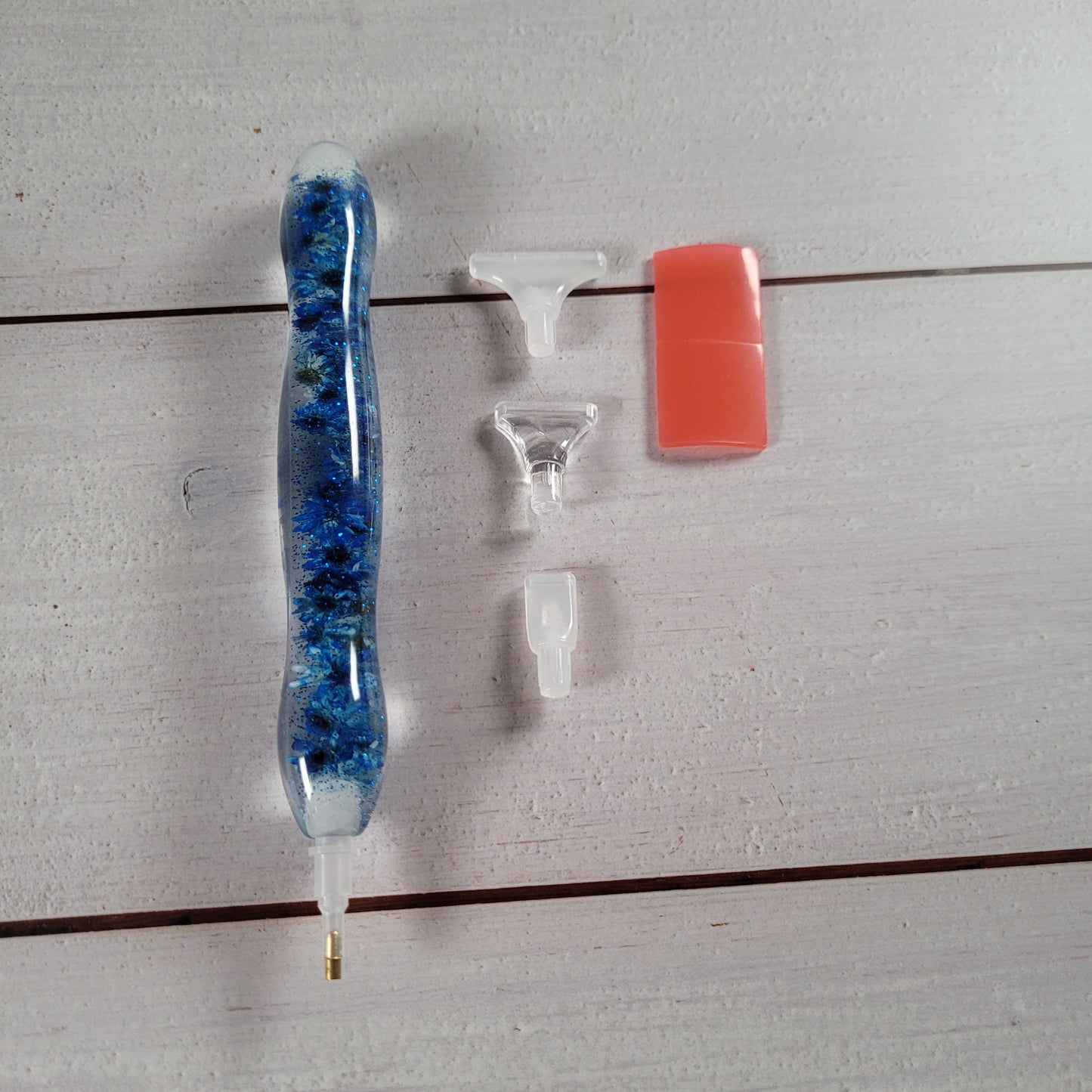 Diamand Painting Stift - Blaue Glitzer Blumen