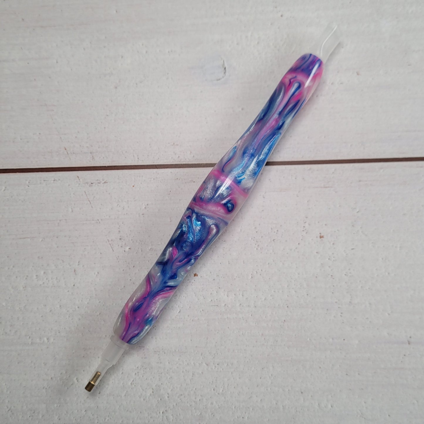 Diamand Painting Stift schmal - Wirbel in Blau/Pink/Weiß