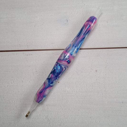 Diamand Painting Stift schmal - Wirbel in Blau/Pink/Weiß