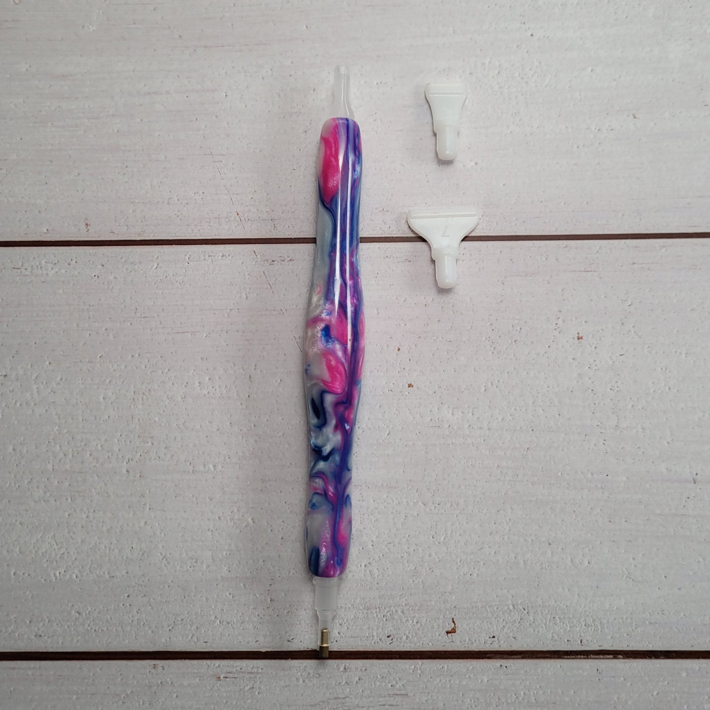 Diamand Painting Stift schmal - Wirbel in Blau/Pink/Weiß