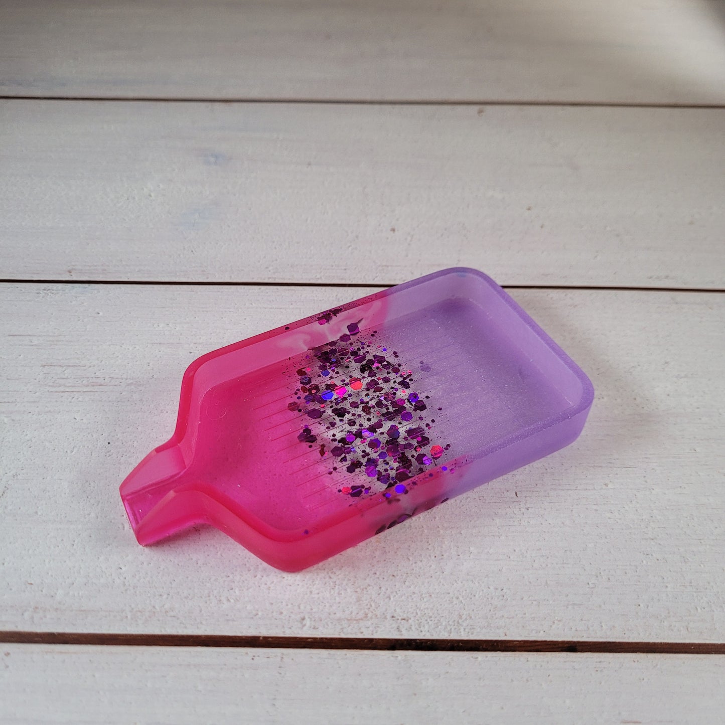 Epoxidharz Schiffchen - Pink/Glitzer/Lila - Größe M