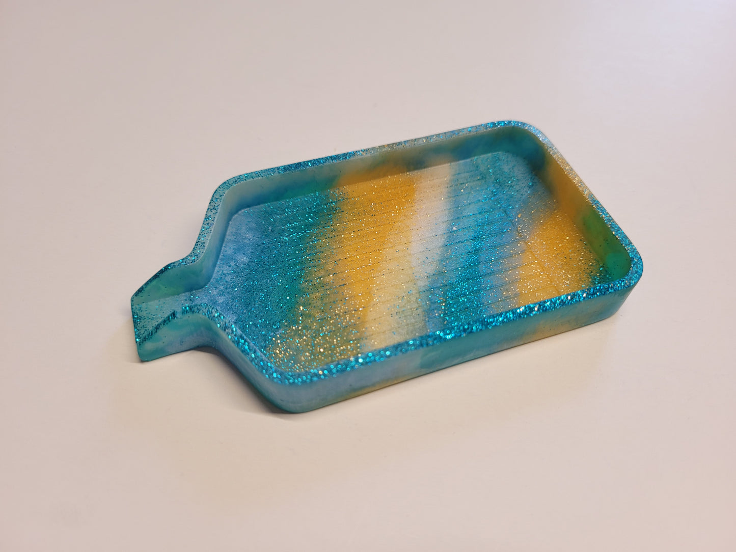 Epoxidharz Schiffchen - Türkis/Gold - Größe M