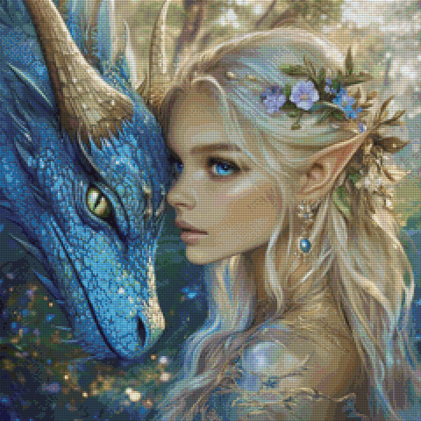 Diamond Painting Bild - Drachenelfe Amira von Traumpixxel - 50x50cm 74 Farben/60x60 cm 94 Farben