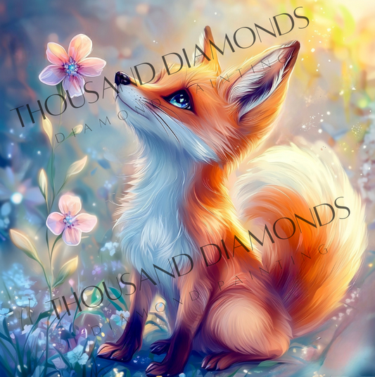 Diamond Painting Bild - Fuchs Finnja von Traumpixxel - 50x50 - 98 Farben/60x60 cm - 91 Farben
