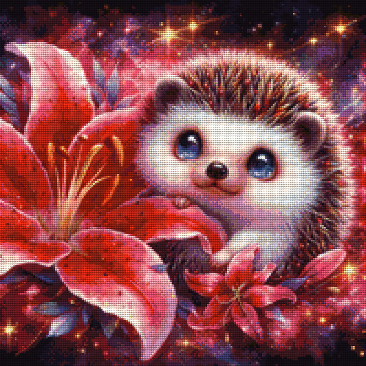 Diamond Painting Bild - Galaxie Igel von AileensCreativeArtDesign - 50x50 cm - 81 Farben