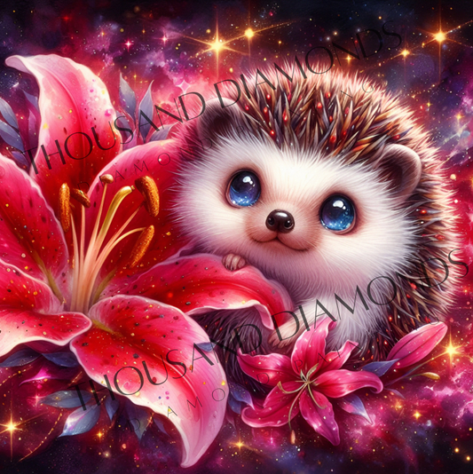 Diamond Painting Bild - Galaxie Igel von AileensCreativeArtDesign - 50x50 cm - 81 Farben