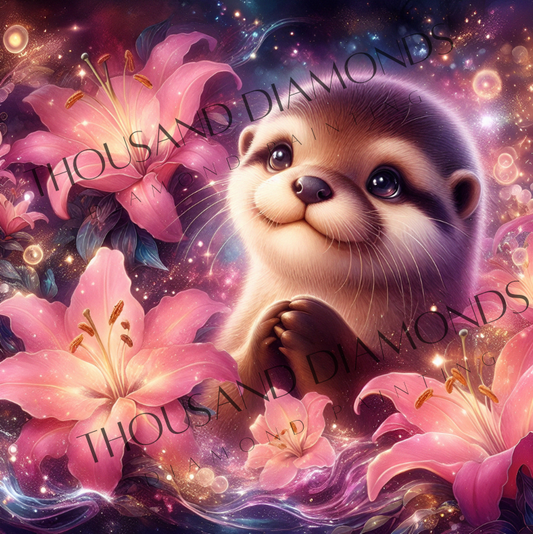 Diamond Painting Bild - Galaxie Otter von AileensCreativeArtDesign - 50x50 cm - 68 Farben