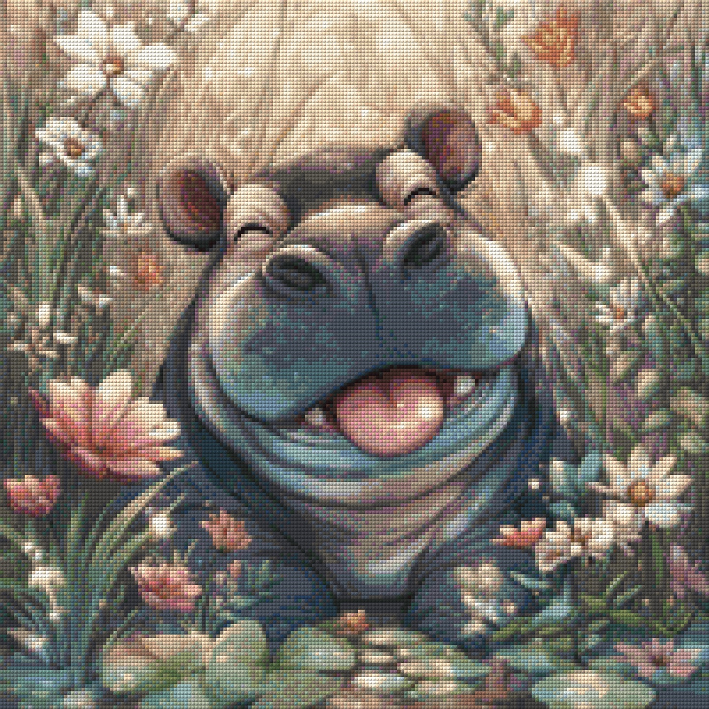 Diamond Painting Bild - Hippo Hurra! von Salzkatze - ab 50x50cm - 76 Farben