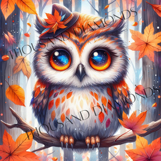 Diamond Painting Bild - Herbsteule Hermine von AileensCreativeArtDesign - 50x50 cm - 88 Farben