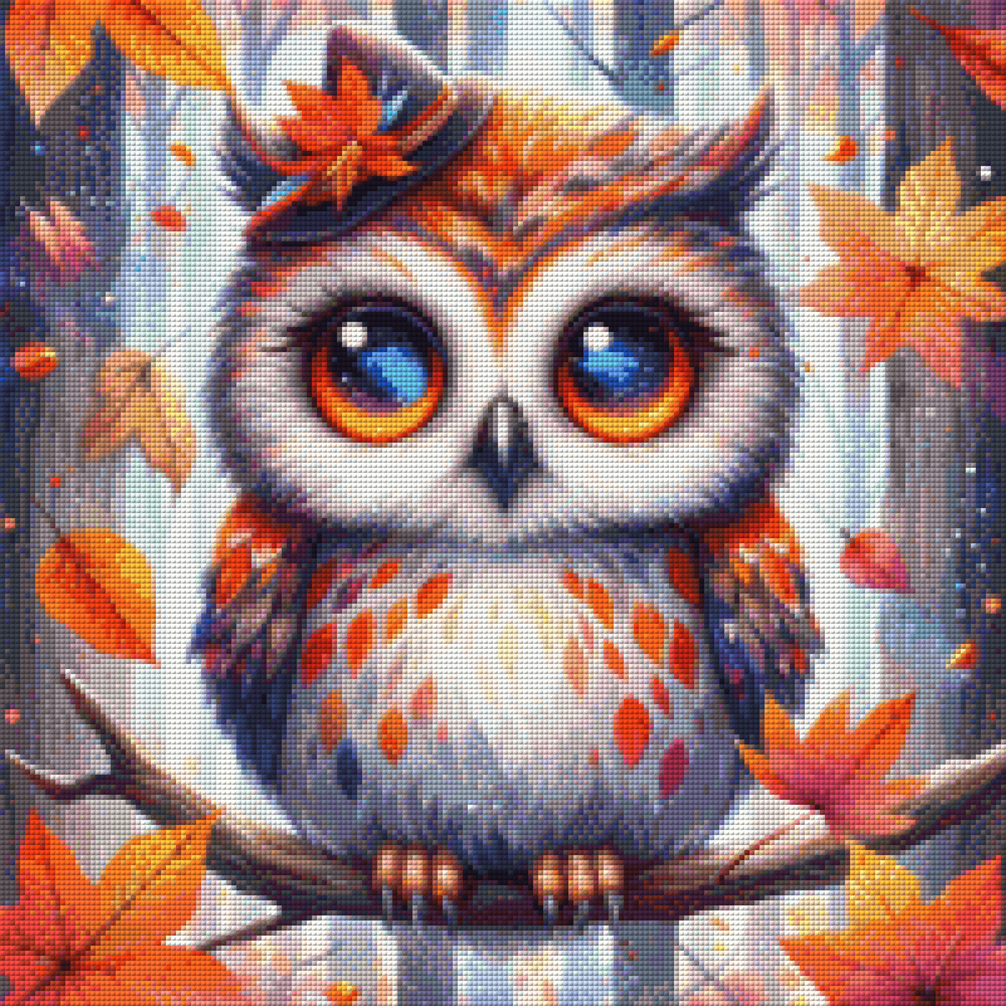 Diamond Painting Bild - Herbsteule Hermine von AileensCreativeArtDesign - 50x50 cm - 88 Farben