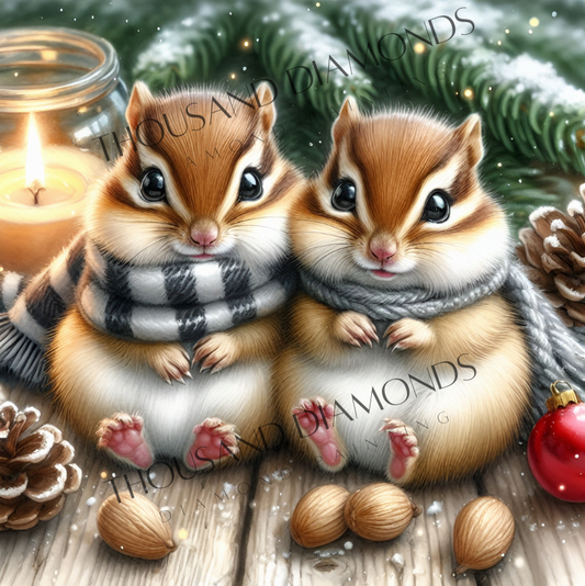 Diamond Painting Bild - Tierisches Weihnachten von AileensCreativeArtDesign - 50x50 cm - 80 Farben