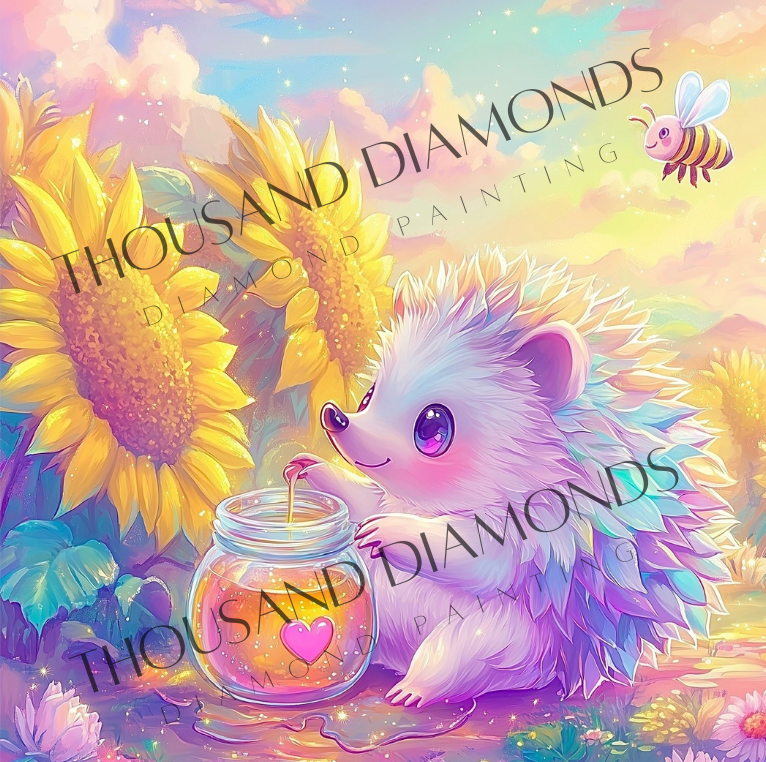 Diamond Painting Bild - Jummyhoney Igel von Traumpixxel - 50x50 cm 90Farben/60x60 cm 87 Farben