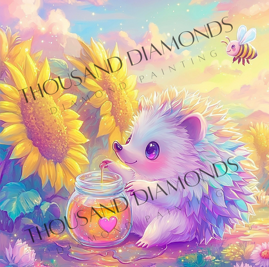 Diamond Painting Bild - Jummyhoney Igel von Traumpixxel - 50x50 cm 90Farben/60x60 cm 87 Farben