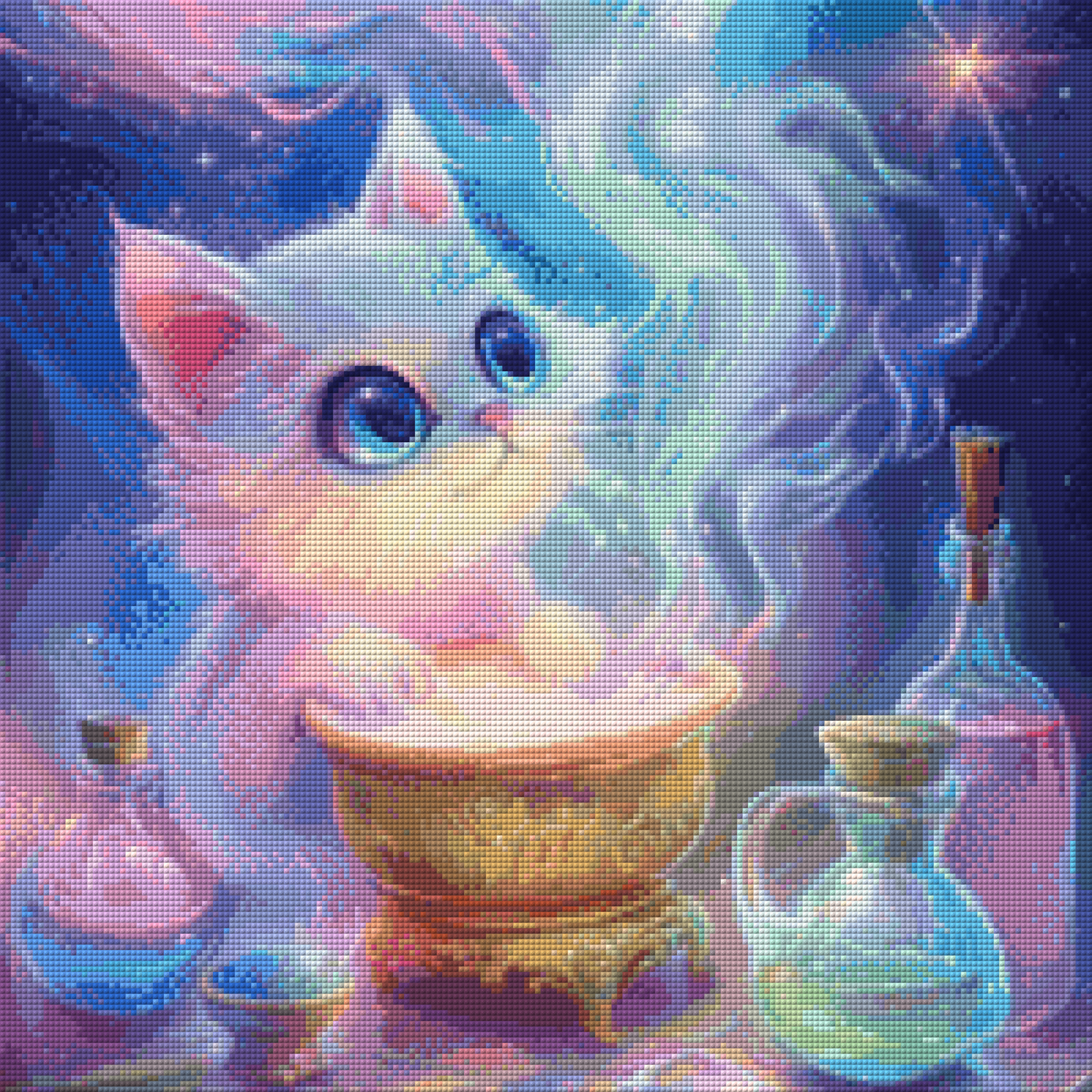 Diamond Painting Bild - Magical Cat von Traumpixxel - 50x50cm 90 Farben/ 60x60 cm 95 Farben