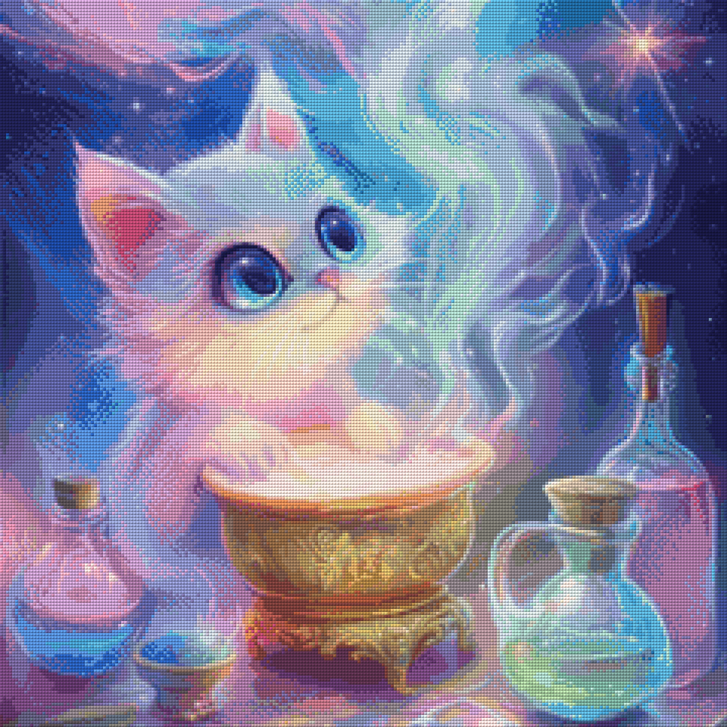 Diamond Painting Bild - Magical Cat von Traumpixxel - 50x50cm 90 Farben/ 60x60 cm 95 Farben