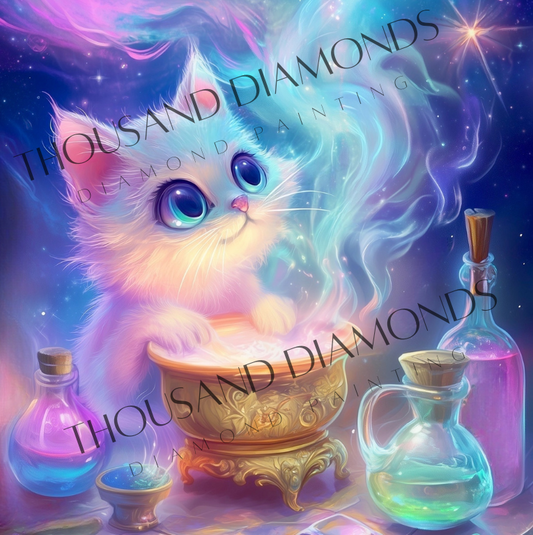 Diamond Painting Bild - Magical Cat von Traumpixxel - 50x50cm 90 Farben/ 60x60 cm 95 Farben