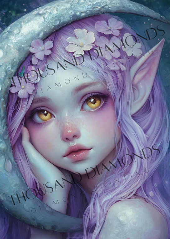 Diamond Painting Bild - Mondelfe Luna von Traumpixxel - ab 43x60 cm 66 Farben