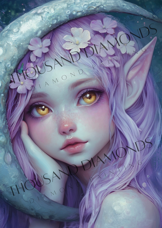 Diamond Painting Bild - Mondelfe Luna von Traumpixxel - ab 43x60 cm 66 Farben