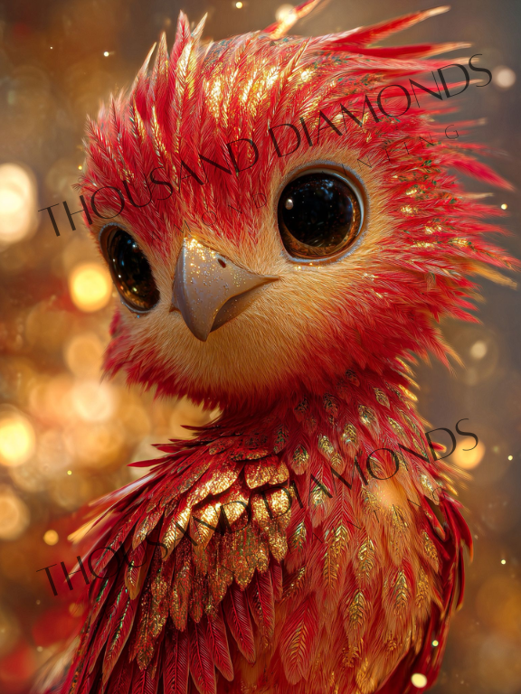 Diamond Painting Bild - Phönixküken von Funkelreich - 60x80 cm - 90 Farben