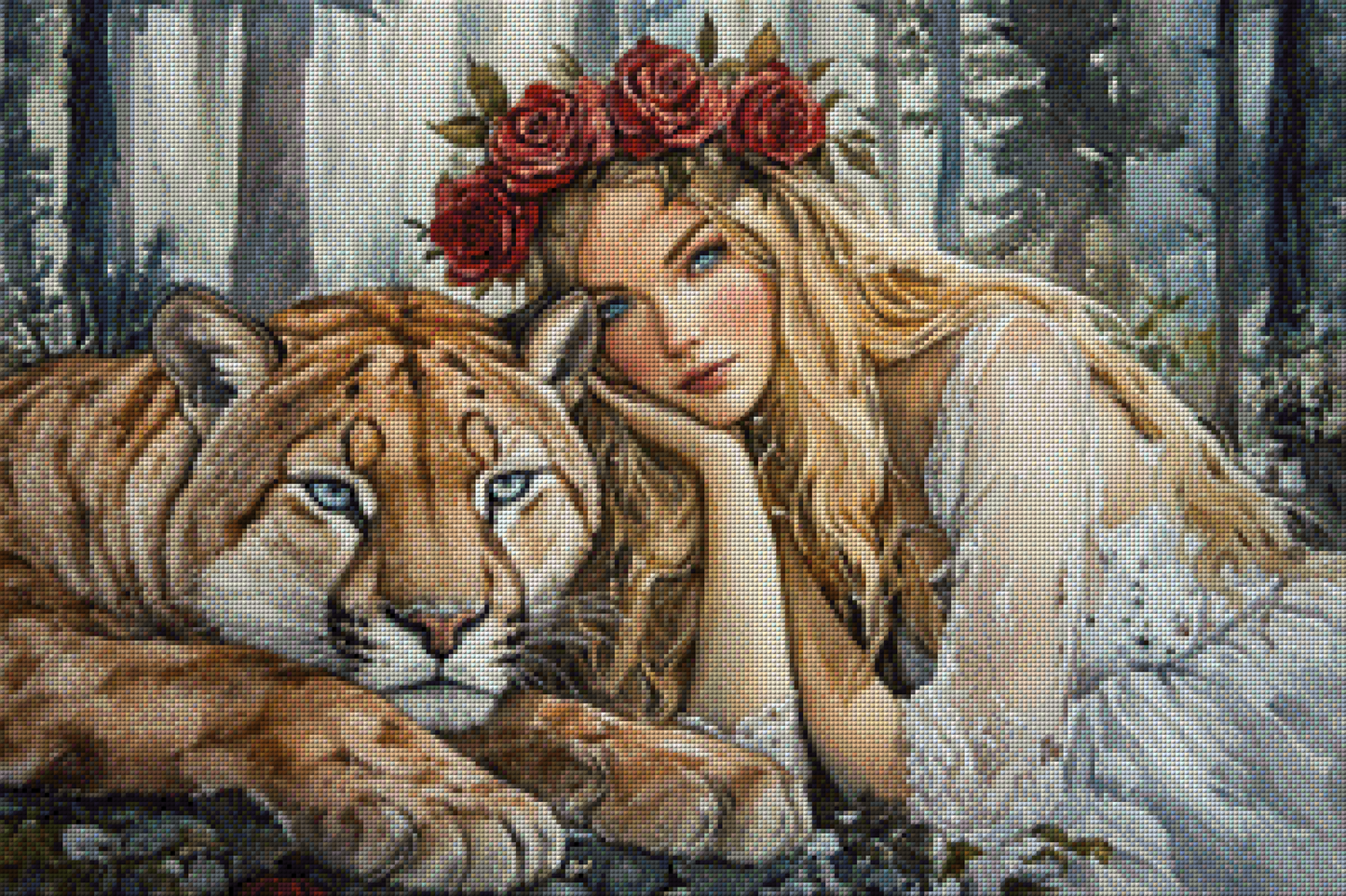 Diamond Painting Bild - Pumafrau von Sakura Cherry Ai - 75x50cm - 130 Farben