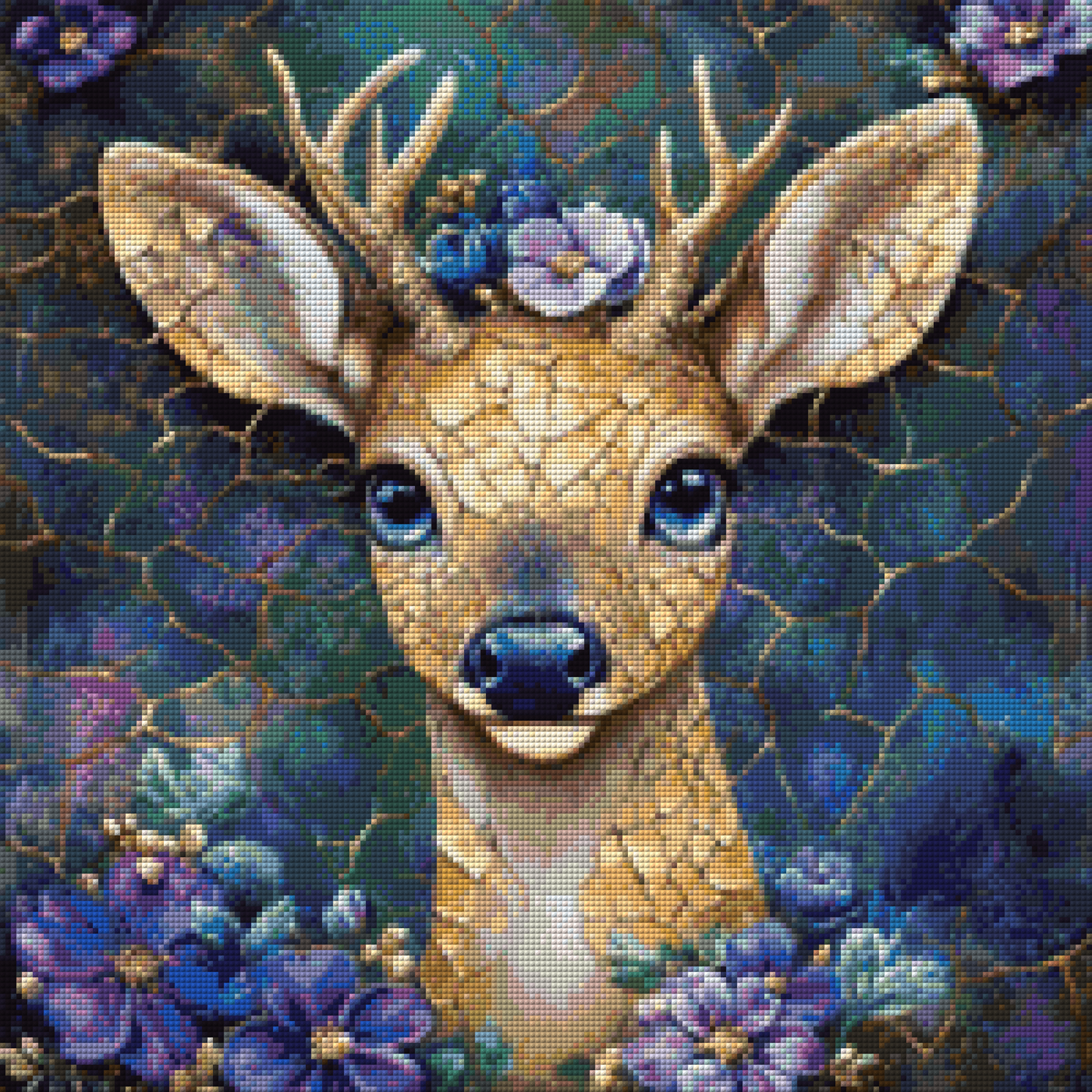 Diamond Painting Bild - Reh Cracks & Gold von Traumpixxel - 50x50 cm 68Farben/60x60 cm 75 Farben