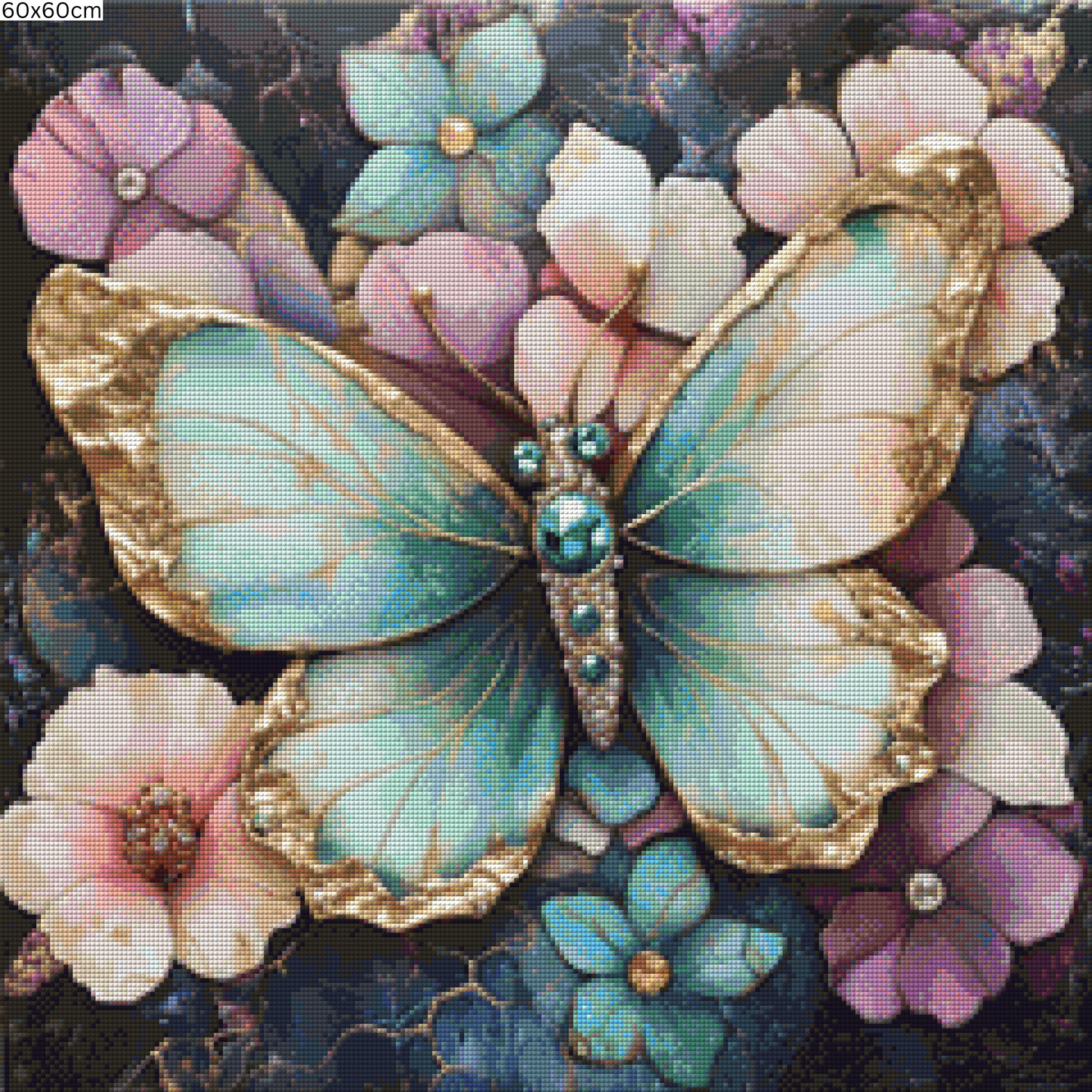 Diamond Painting Bild - Flowerbutterfly von Traumpixxel - 60x60 cm 86 Farben