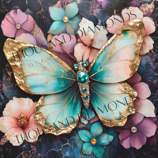 Diamond Painting Bild - Flowerbutterfly von Traumpixxel - 60x60 cm 86 Farben