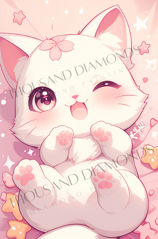 Diamond Painting Bild - Cutie Cat von Sakura Cherry AI - 40x60 cm - 39 Farben