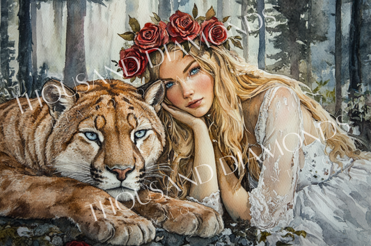 Diamond Painting Bild - Pumafrau von Sakura Cherry Ai - 75x50cm - 130 Farben