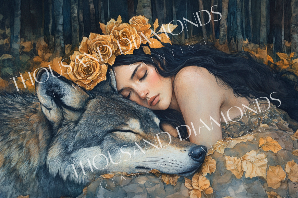 Diamond Painting Bild - Wolfsfrau von Sakura Cherry Ai - 75x50cm - 117 Farben