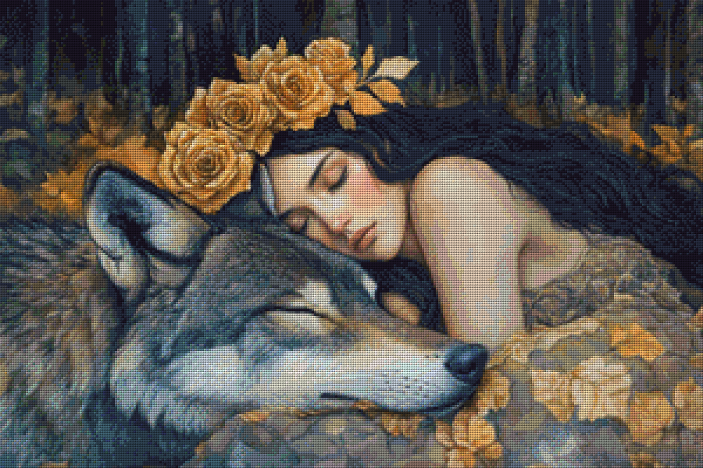 Diamond Painting Bild - Wolfsfrau von Sakura Cherry Ai - 75x50cm - 117 Farben