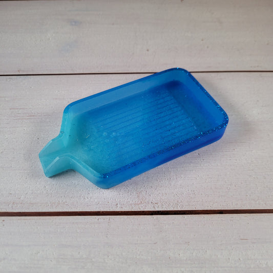 Epoxidharz Schiffchen - Hellblau/Dunkelblau mit Glitzer - Größe M