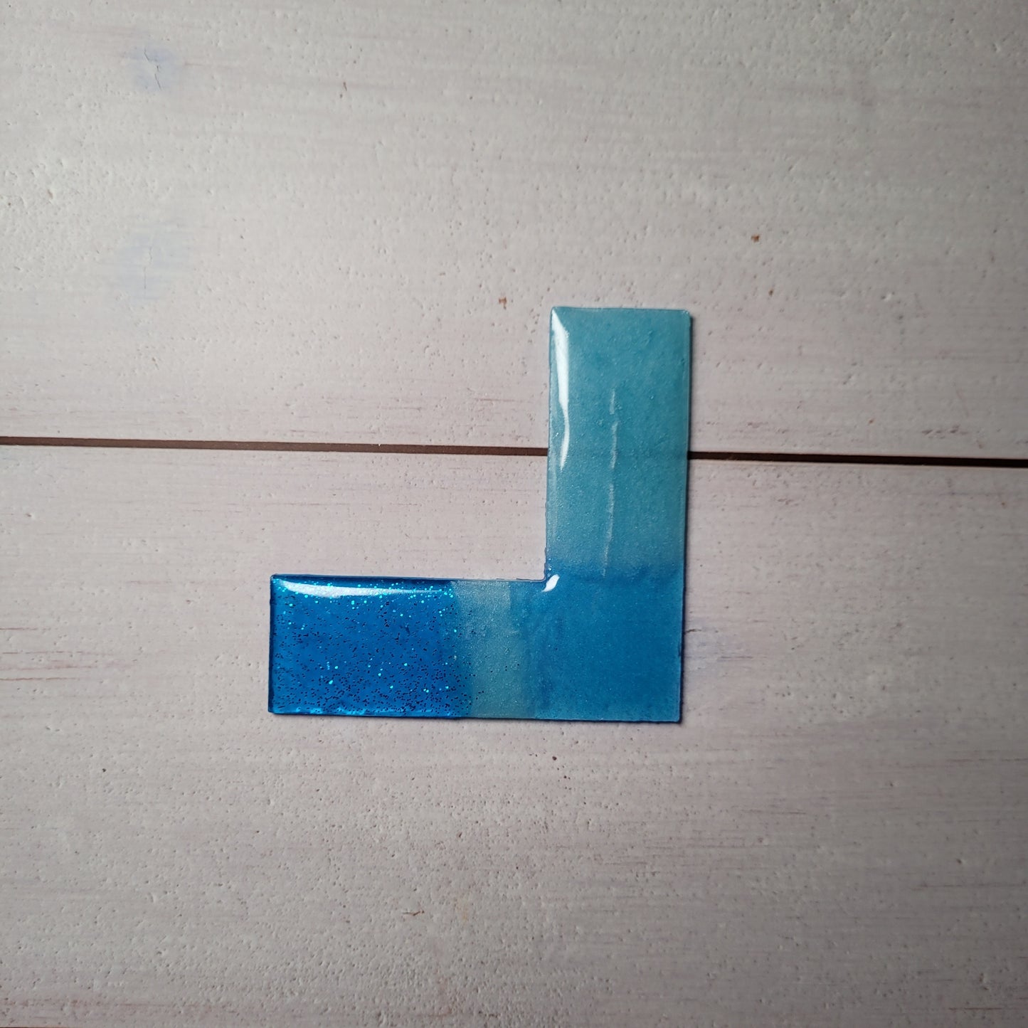 Ecklineal aus Epoxidharz - Blau mit Glitzer