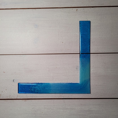 Ecklineal aus Epoxidharz - Blau mit Glitzer