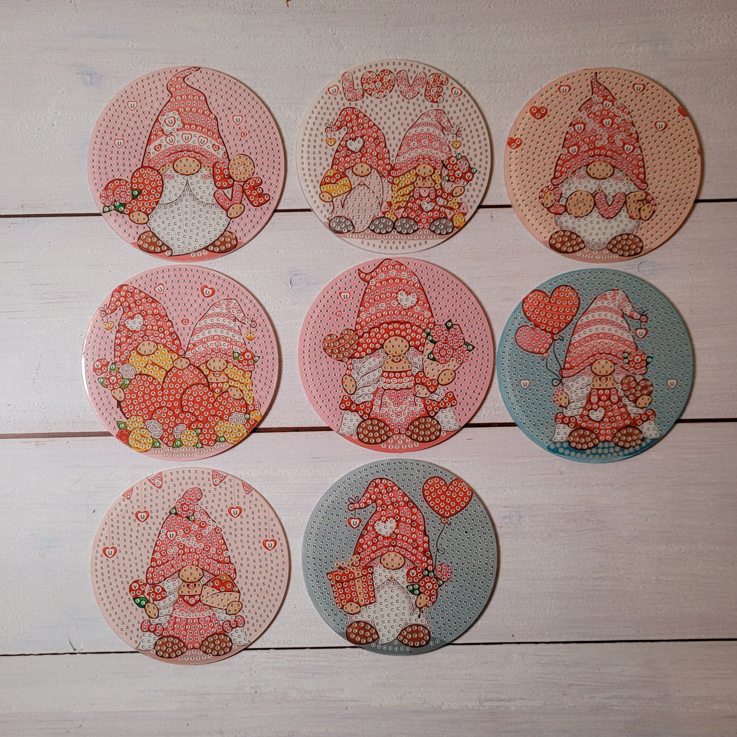 Diamond Painting Untersetzer - Love Gnomes - 8 Stück