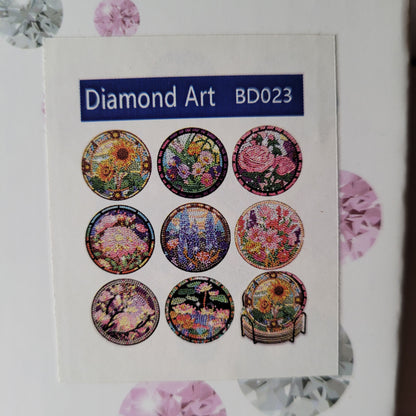 Diamond Painting Untersetzer - Flowers - 8 Stück