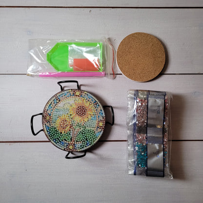 Diamond Painting Untersetzer - Flowers - 8 Stück