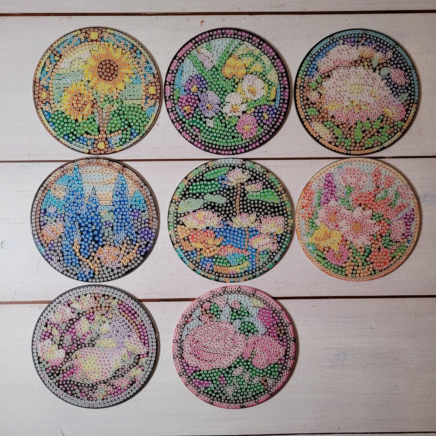 Diamond Painting Untersetzer - Flowers - 8 Stück