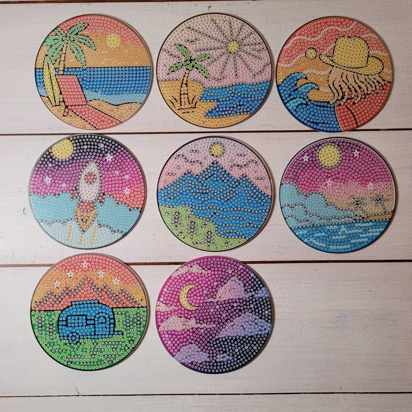 Diamond Painting Untersetzer - Holiday - 8 Stück