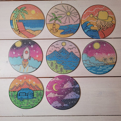 Diamond Painting Untersetzer - Holiday - 8 Stück