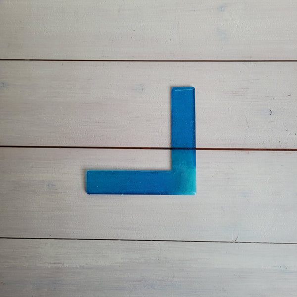 Ecklineal aus Epoxidharz - Glitzerblau
