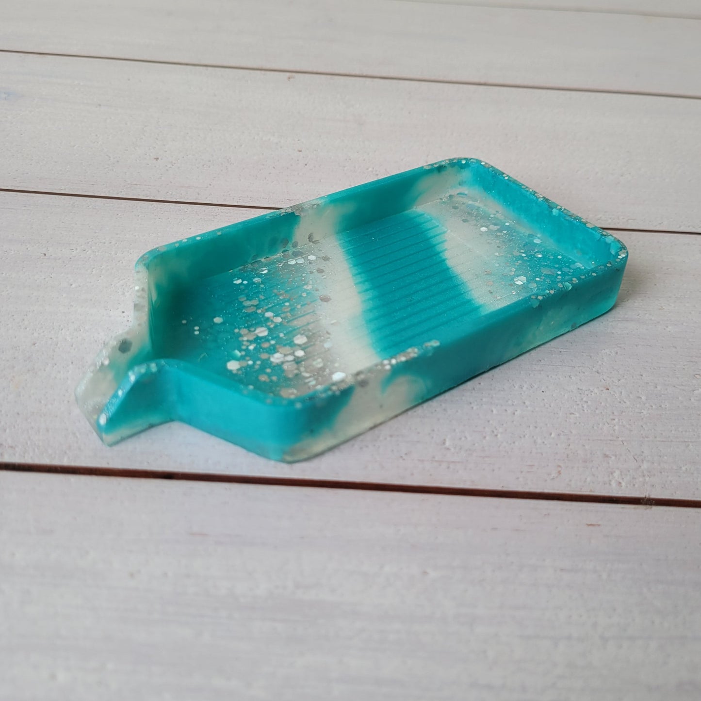 Epoxidharz Schiffchen - Türkis & Silber