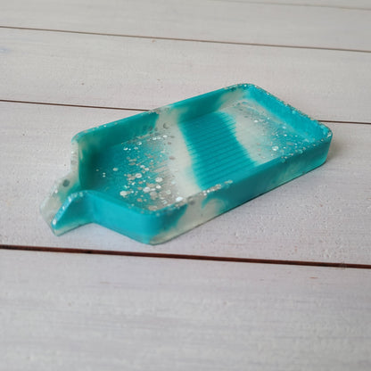 Epoxidharz Schiffchen - Türkis & Silber