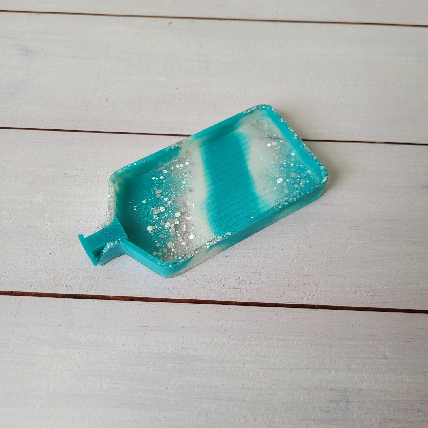 Epoxidharz Schiffchen - Türkis & Silber