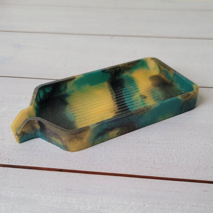 Epoxidharz Schiffchen - Grün/Gold/Schwarz