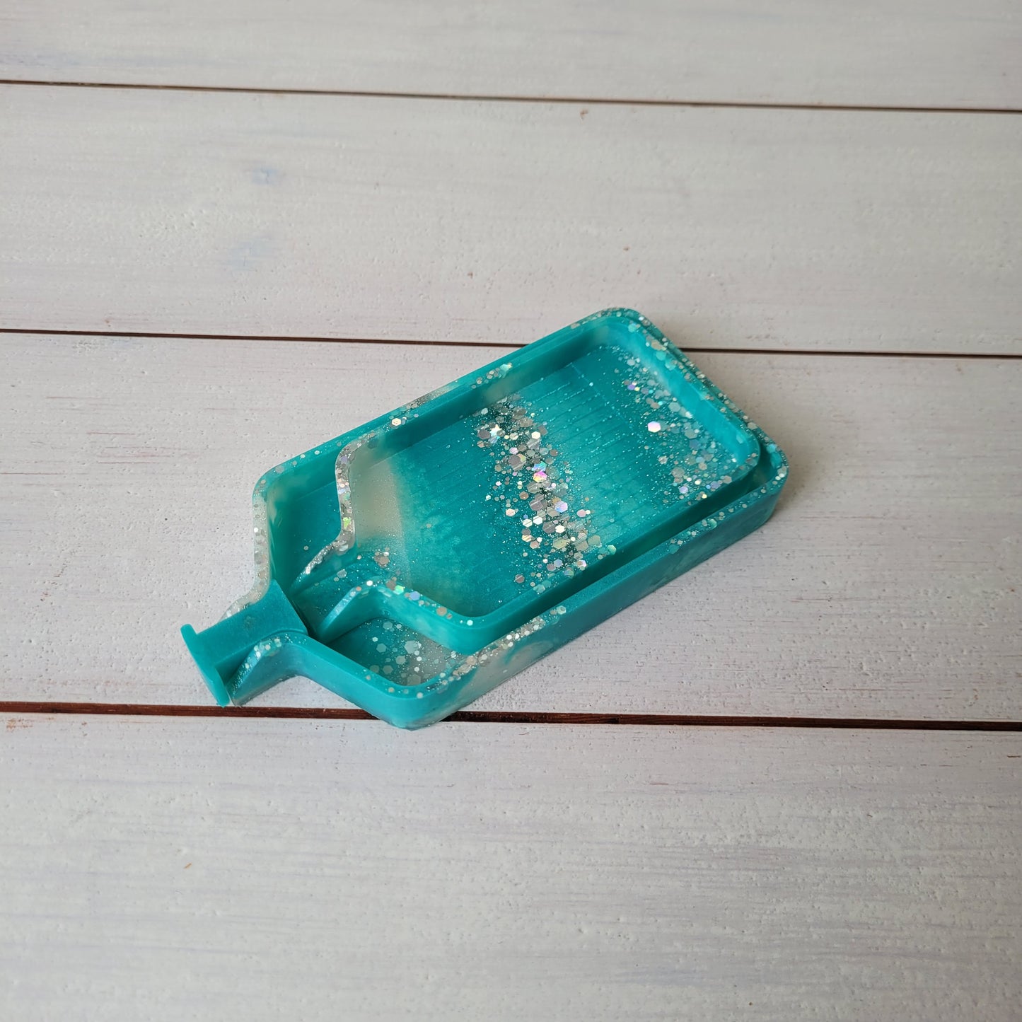 Epoxidharz Schiffchen - Türkis & Silber