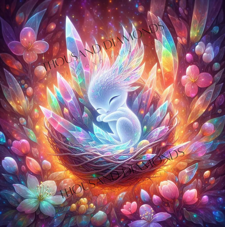 Diamond Painting Bild - Das Geheimnis der Kristallblüten von Sandrietta - ab 50x50cm - 79 Farben